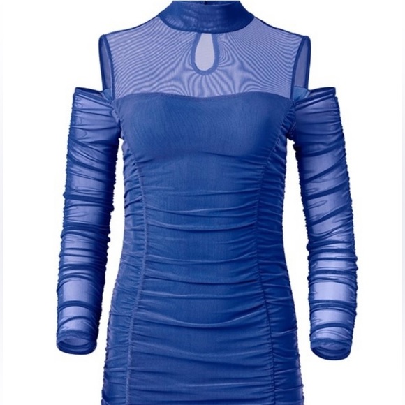 Mesh Cold Shoulder Bodycon Dress - Picture 5 of 16